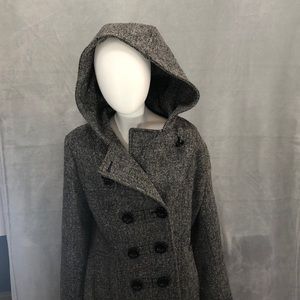 Croft & Barrow Hooded Button-up Pea Coat
